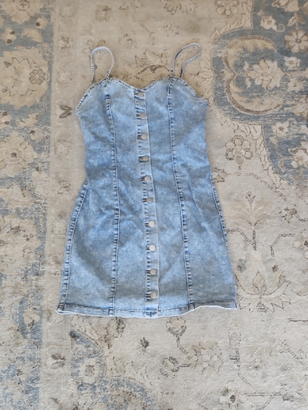 SHEIN Light Blue Denim Button-Front Mini Dress